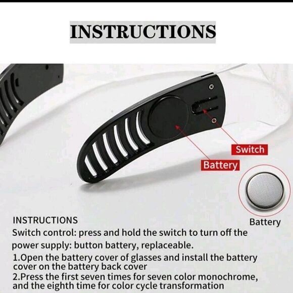 Colorful Cyberpunk LED Light Up Party Rave Eye Glasses - Picture 9 of 10